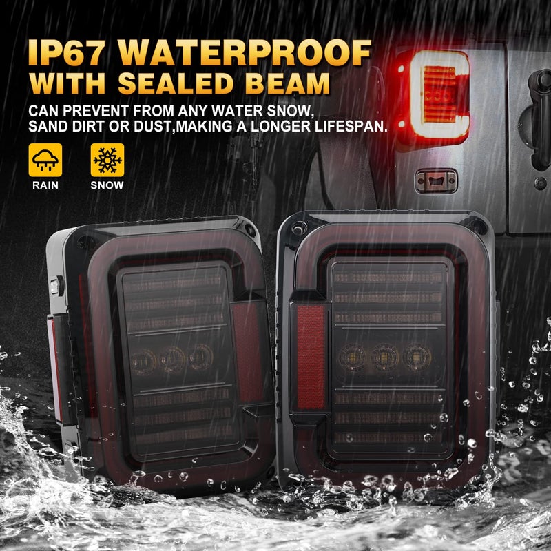 LX-LIGHT DOT Approved Smoke Lens LED Tail Lights with 20W Reverse Lights for 2007-2017 Jeep Wrangler JK&JKU Brake Reverse Light Rear Back Up Lights Daytime Running Lamps,EMC Build-in - Image 5